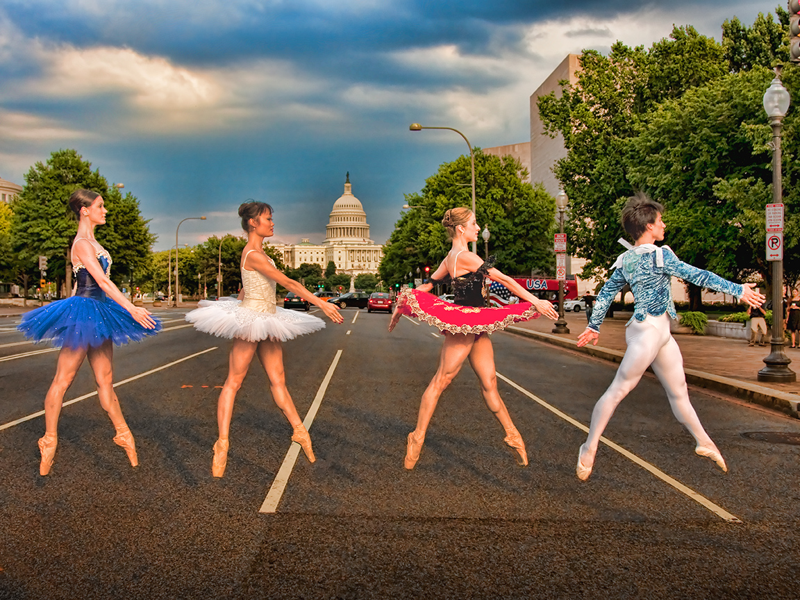 My idea was to update the Beatles Abbey Road album cover with classical bal...